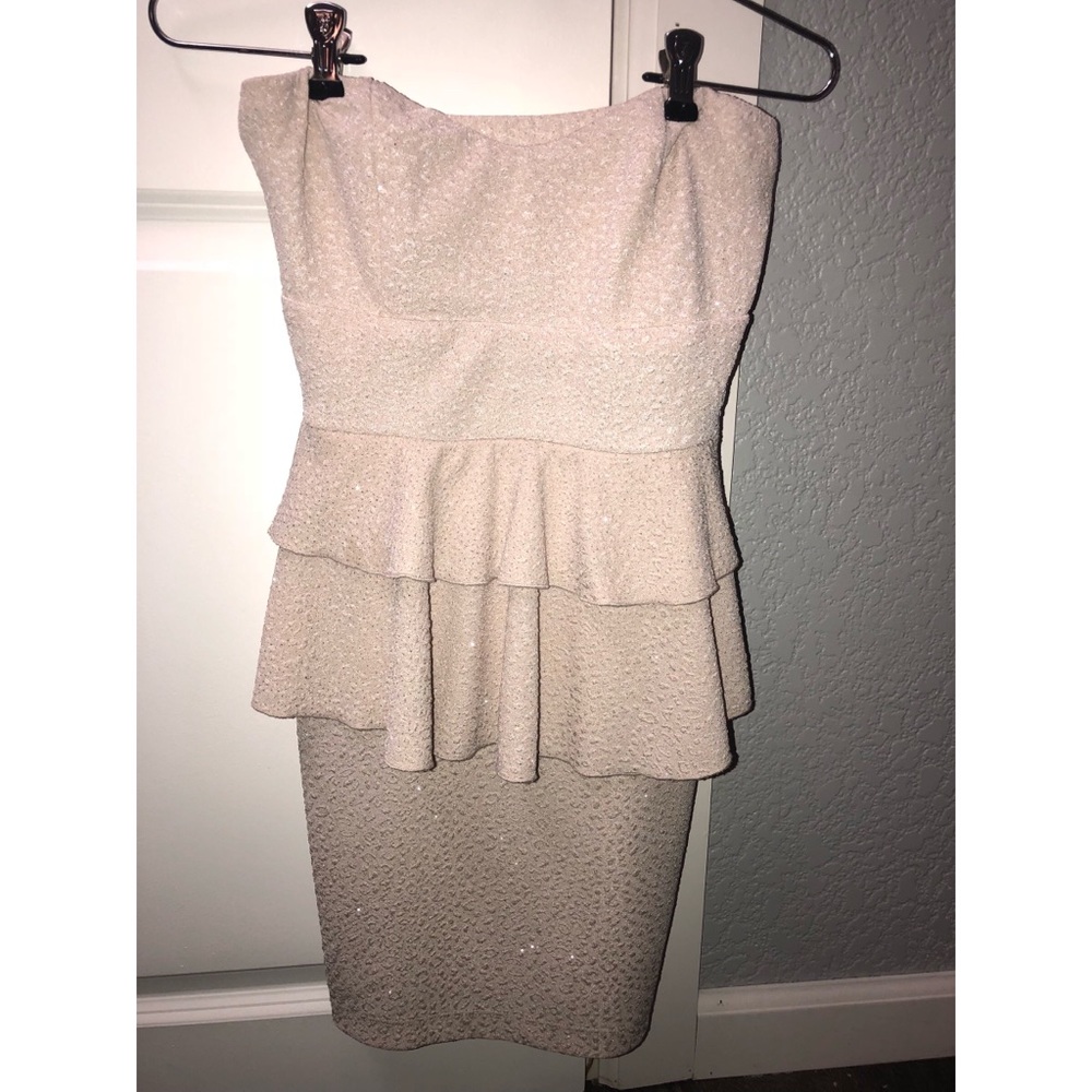 Off white, lightly sparkled tight dress